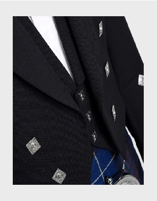 PRINCE CHARLIE UNIQUE BLACK WOOL JACKET AND VEST