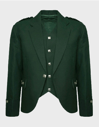 MEN'S CRAIL GREEN CHECK TWEED WOOL ARGYLE JACKET SET 