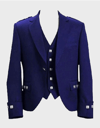 MEN'S NAVY BLUE ARGYLL WOOL TWEED JACKET &WAISTCOAT