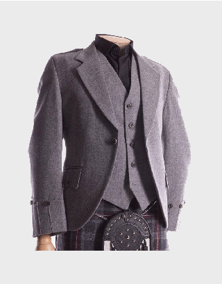 MEN'S FASHION GREY ARGYLE JACKET WITH WAISTCOAT