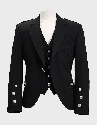 MEN'S BLACK TWEED JACKET AND WAIST COAT SET