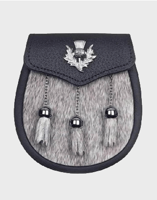 SEMI DRESS NATURAL CALFSKIN FULL DRESS SPORRAN THISTLE BADGE 