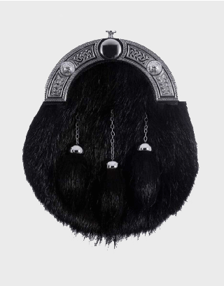  CHROME CELTIC KNOT BLACK NUTRIA FUR FULL DRESS SPORRAN