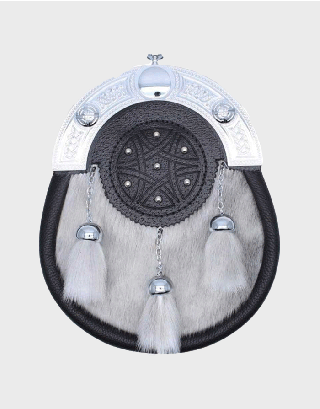 FULL DRESS SPORRAN LIGHT GREY SEALSKIN MADE IN SCOTLAND