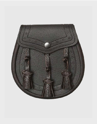 DARK BROWN LEATHER CLASSIC EMBOSSED KILT SPORRAN