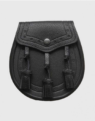 CLASSIC EMBOSSED BLACK LEATHER KILT SPORRAN