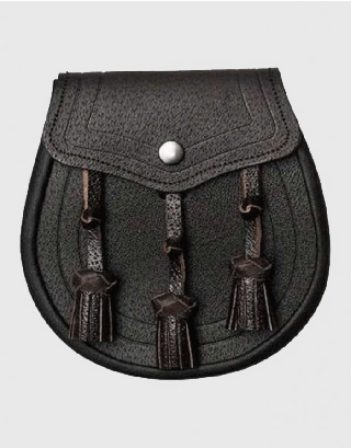 DARK BROWN CLASSIC DESIGN LEATHER KILT SPORRAN
