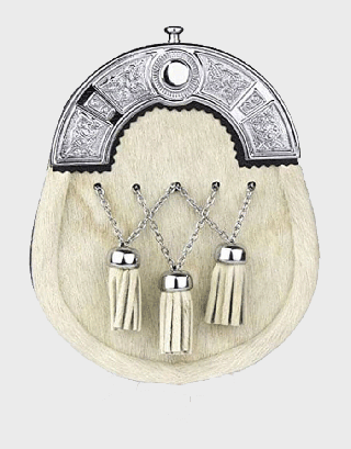 NEW CALF SKIN FUR LEATHER SPORRAN
