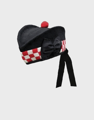 WOOL DICED RED & WHITE GLENGARRY UNIQUE HAT
