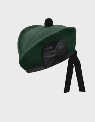 PLAIN GREEN GLENGARRY HAT