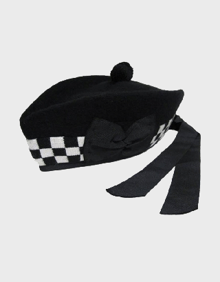 MEN'S BLACK AND WHITE SCOTTISH GLENGARRY DICE HAT