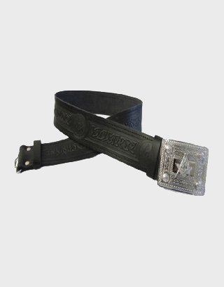 NEW BLACK LEATHER ADJUSTABLE KILT BELT WITH CELTIC BUCKLE FOR SALE
