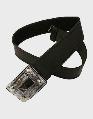 MEN'S SCOTTISH TRADITIONAL BLACK PLAIN BELT WITH CELTIC BUCKLE