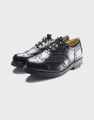MEN'S TRADITIONAL SCOTTISH BLACK LEATHER GHILLIE BROGUE