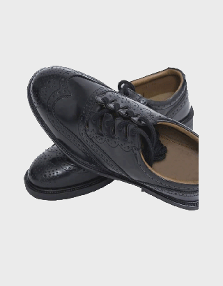 MEN'S BLACK GENUINE LEATHER GHILLIE BROGUES KILT SHOES
