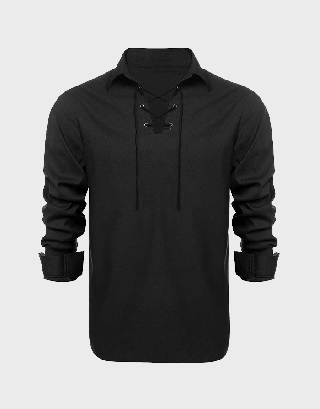NEW MAN SCOTTISH BLACK JACOBITE GHILLI SHIRT