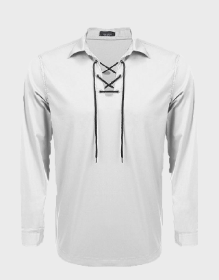 SCOTTISH TRADITIONAL WHITE JACOBITE GHILLIE SHIRT FOR MENS 