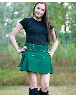 MODERN GREEN FASHION UTILITY KILT FOR WOMENS