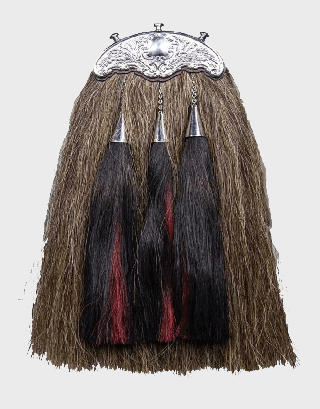 NEW HORSE HAIR SPORRAN WITH GOLD CANTLE ROYAL SCOTS DRAGOON GUARDS