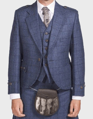 MEN'S LUXURY ARGYLE TWEED KILT JACKET & WAISTCOAT