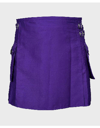 LADIES COTTON JEANS UTILITY KILT IN PURPLE COLOR