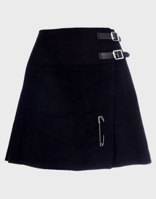Black Tartan Utility Skirt For W0men