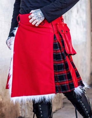 Unisex Christmas Theme Kilt | Santa Claus Kilt For Christmas