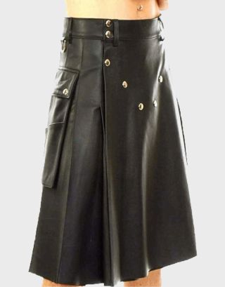 MEN'S BLACK PRIDE LEATHER KILT