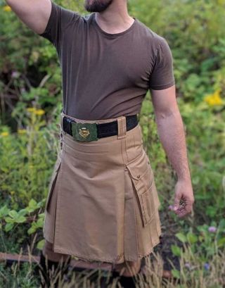 Cargo Utility Khaki Kilt For Men