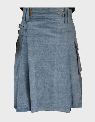 SKY BLUE DENIM KILT FOR MEN