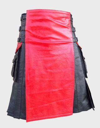 STYLISH GLADIATOR WARRIOR SCOTTISH MEN'S LEATHER KILT