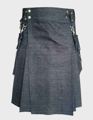 UTILITY INDIGO DENIM KILT FOR ACTIVE MEN