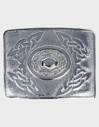 Oval Celtic Chrome Belt Buckle