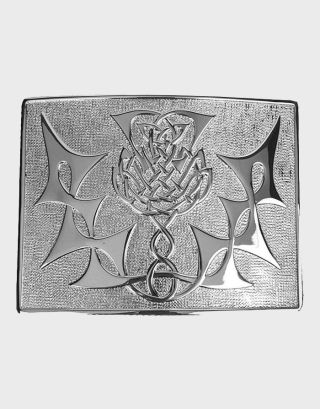 Highland Thistle Silver Chrome Belt Buckle
