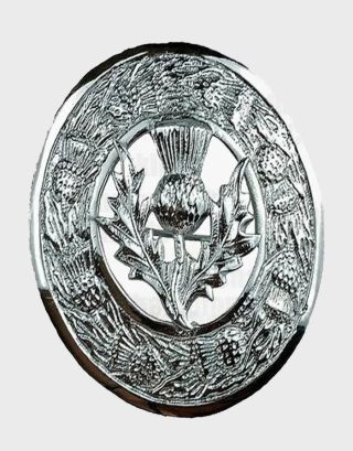 Thistle Chrome Silver Fly Plaid Brooch