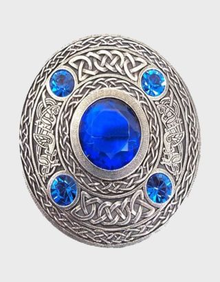 Blue Gemset Fly Plaid Brooch