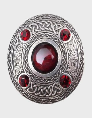 Red Gemist Fly Plaid Brooch