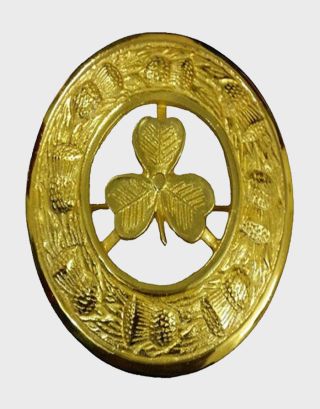 Golden Shamrock Kilt Brooch