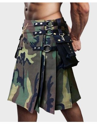 US Army Camo Kilt With Black Pocket