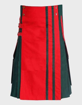 VOGUISH RED & GREEN HYBRID KILT FOR MEN