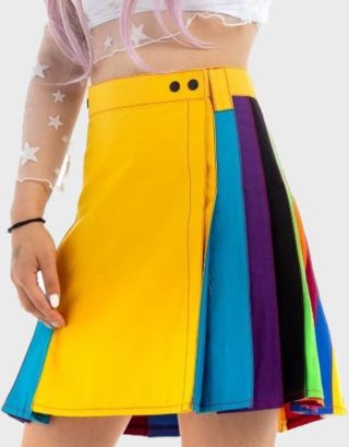 Women Yellow Rainbow kilt For Women